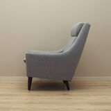 Fauteuil gris, design danois, années 1970, production : Danemark