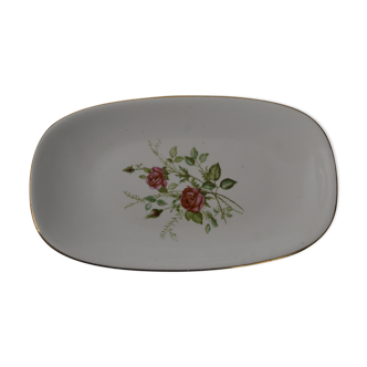 Small Gien dish in white porcelain with flower pattern