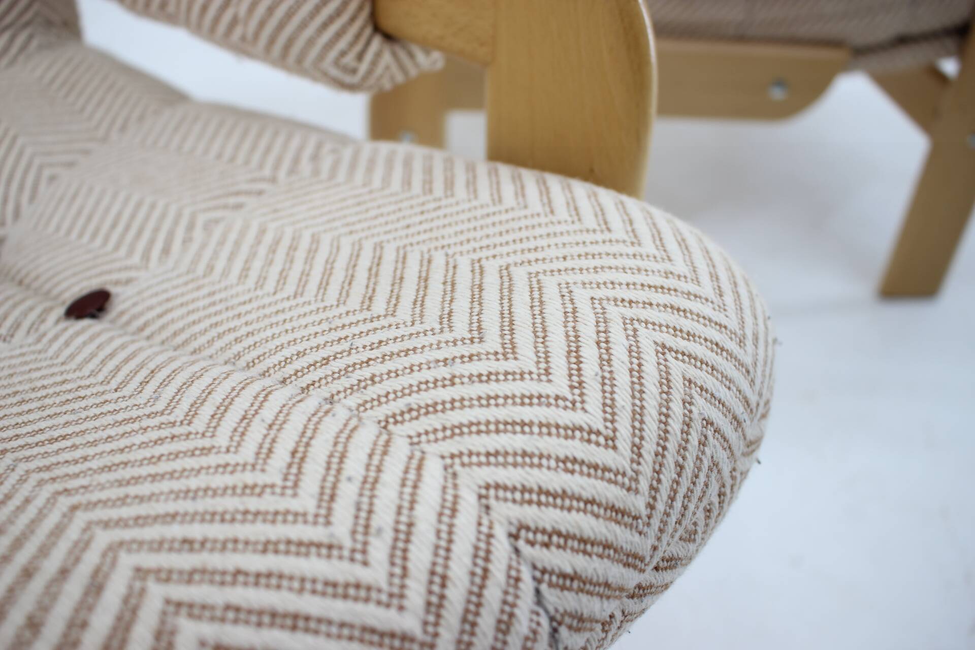 1970s Pair of Beech High Back Armchairs, Czechoslovakia