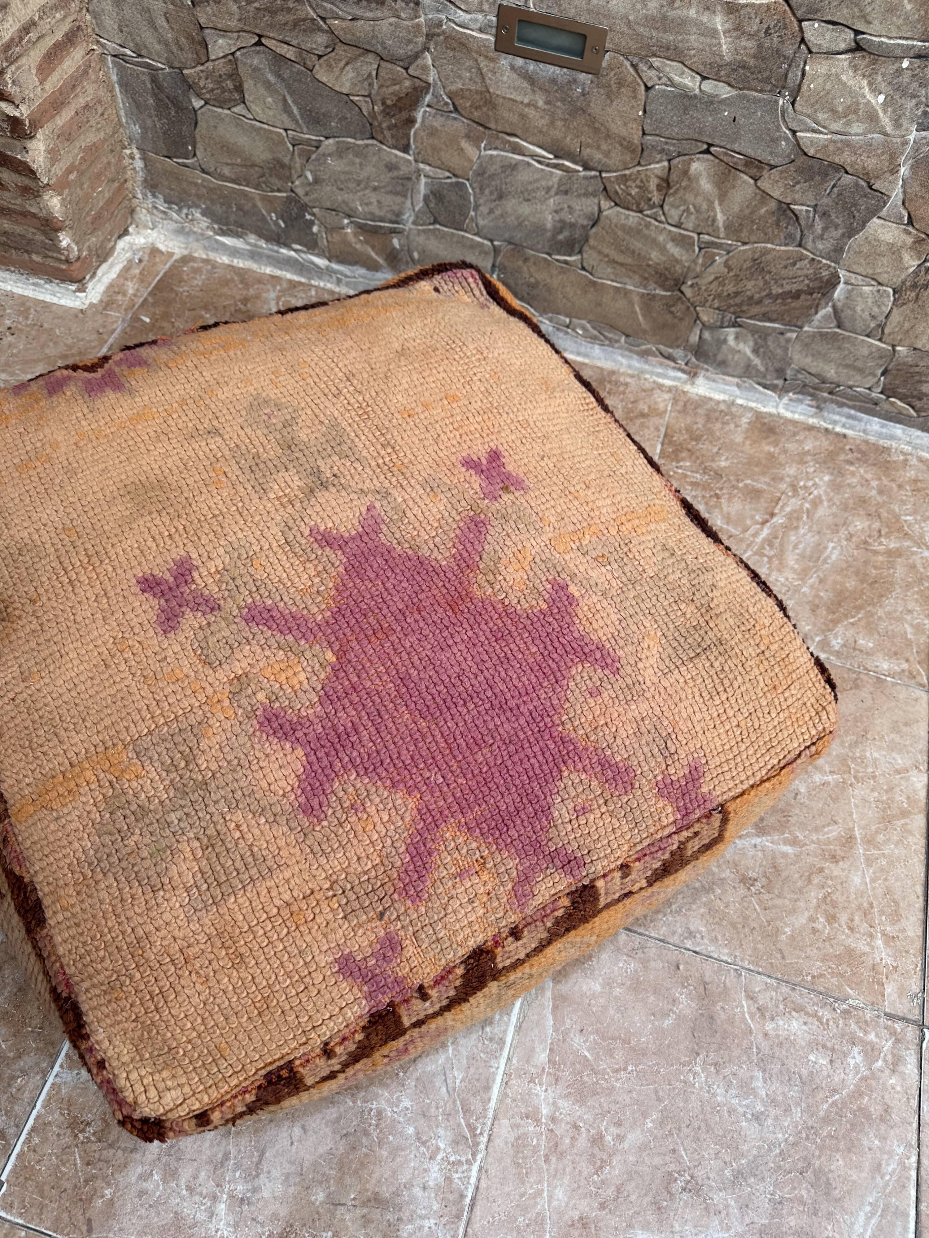 Handmade Berber Kilim pouf, floor cushion.