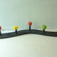 Coat rack with 5 wooden hooks from the 60s