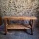 French industrial kitchen island, antique work table in chestnut and oak, circa 1900.