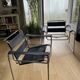 Lot de 2 Fauteuils cuir noir inspiration Wassily