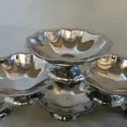 6 antique metal ice cream cups