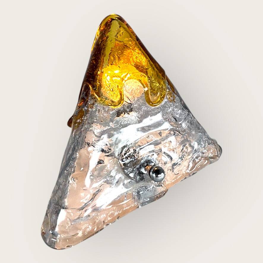 Mazzega Nason Murano orange pyramid lamp 1970 vintage Italy