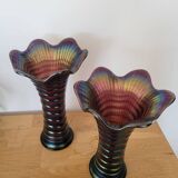 Pair of Imperial vases in iridescent glass