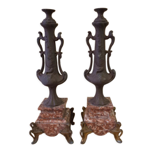 Paire de bougeoirs art - nouveau