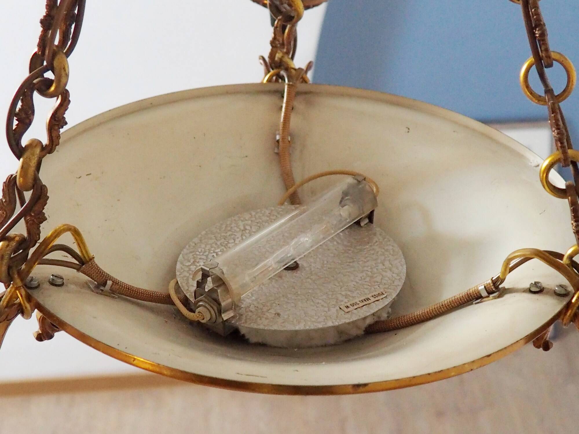 Lucien Gau French Empire Bronze Candlestick: Swan Arms, Green Tole