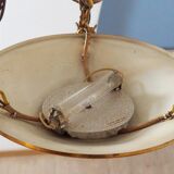 Lucien Gau French Empire Bronze Candlestick: Swan Arms, Green Tole