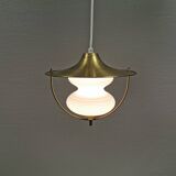 Beautiful older hanging lamp in brass and milky white glass. Germany 1950s