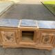 Renovated art deco sideboard in solid raw oak and gray marble 186cm