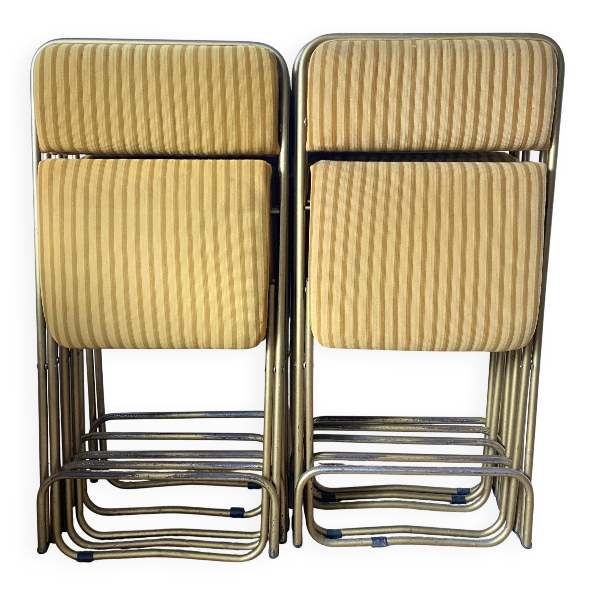 Lafuma folding chairs in velvet and gold metal