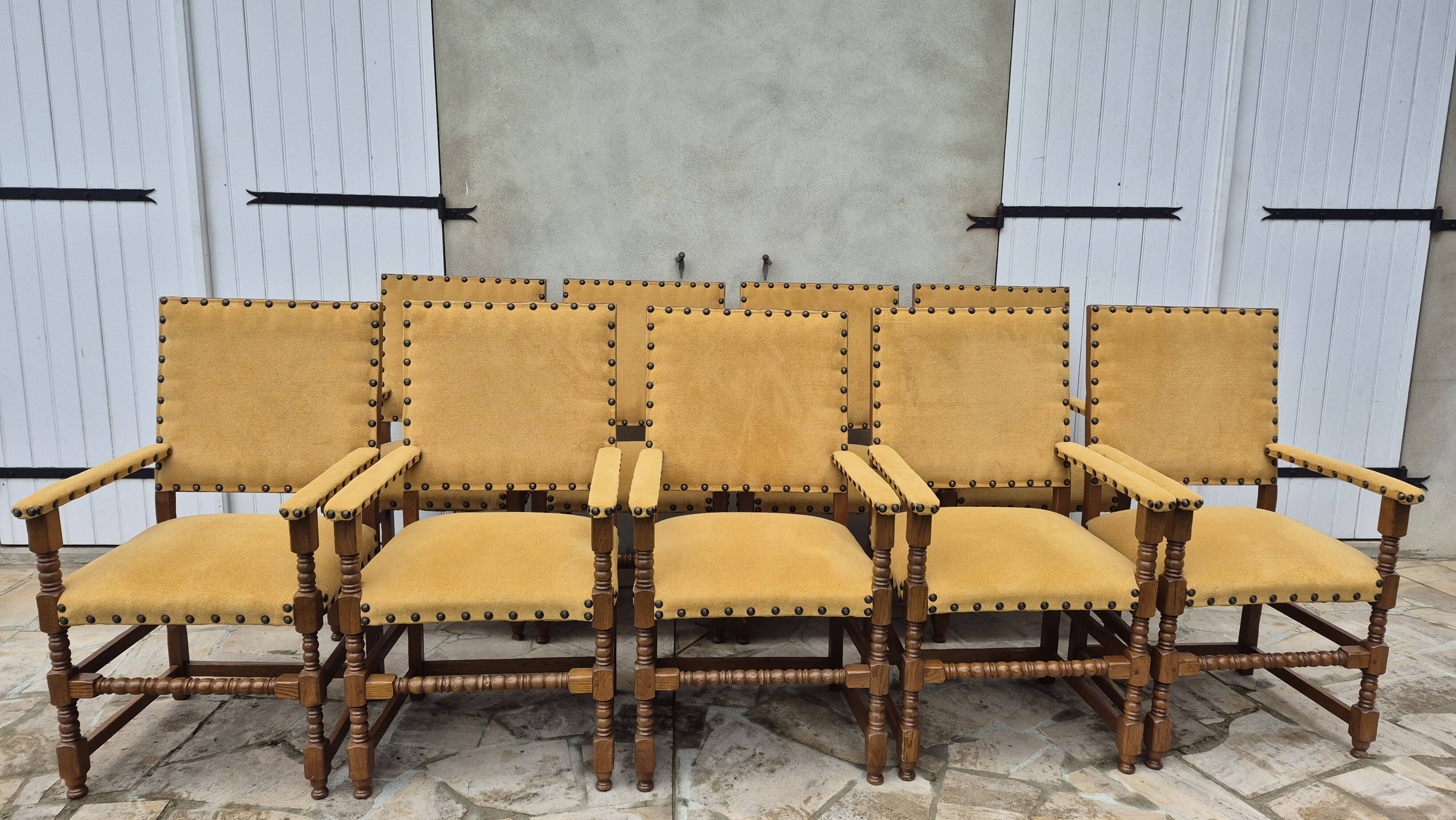 9 armchairs in the Louis XIII style