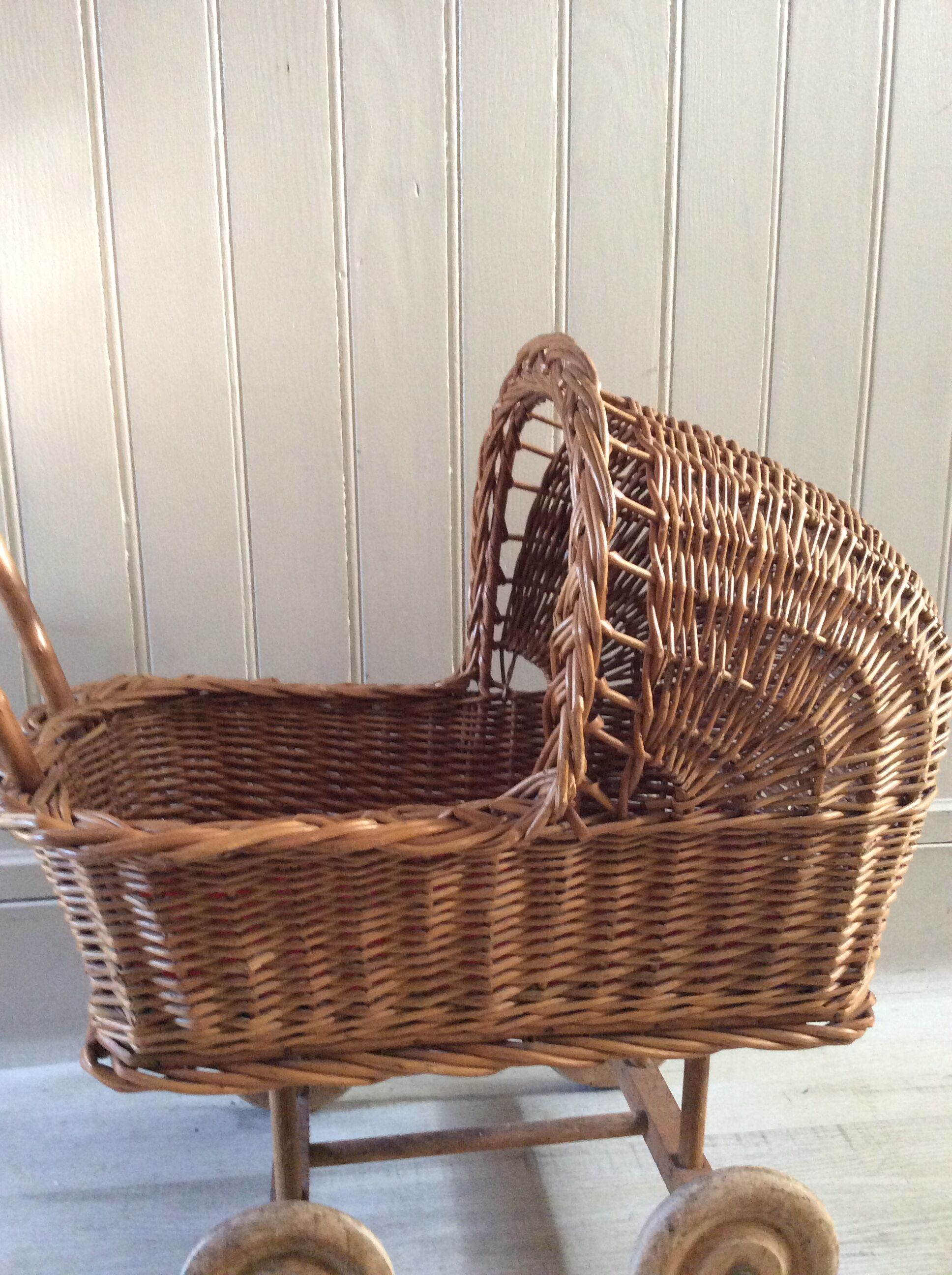 Vintage wicker doll landau