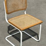 Cesca chair b32 model in white and wood by Marcel Breuer