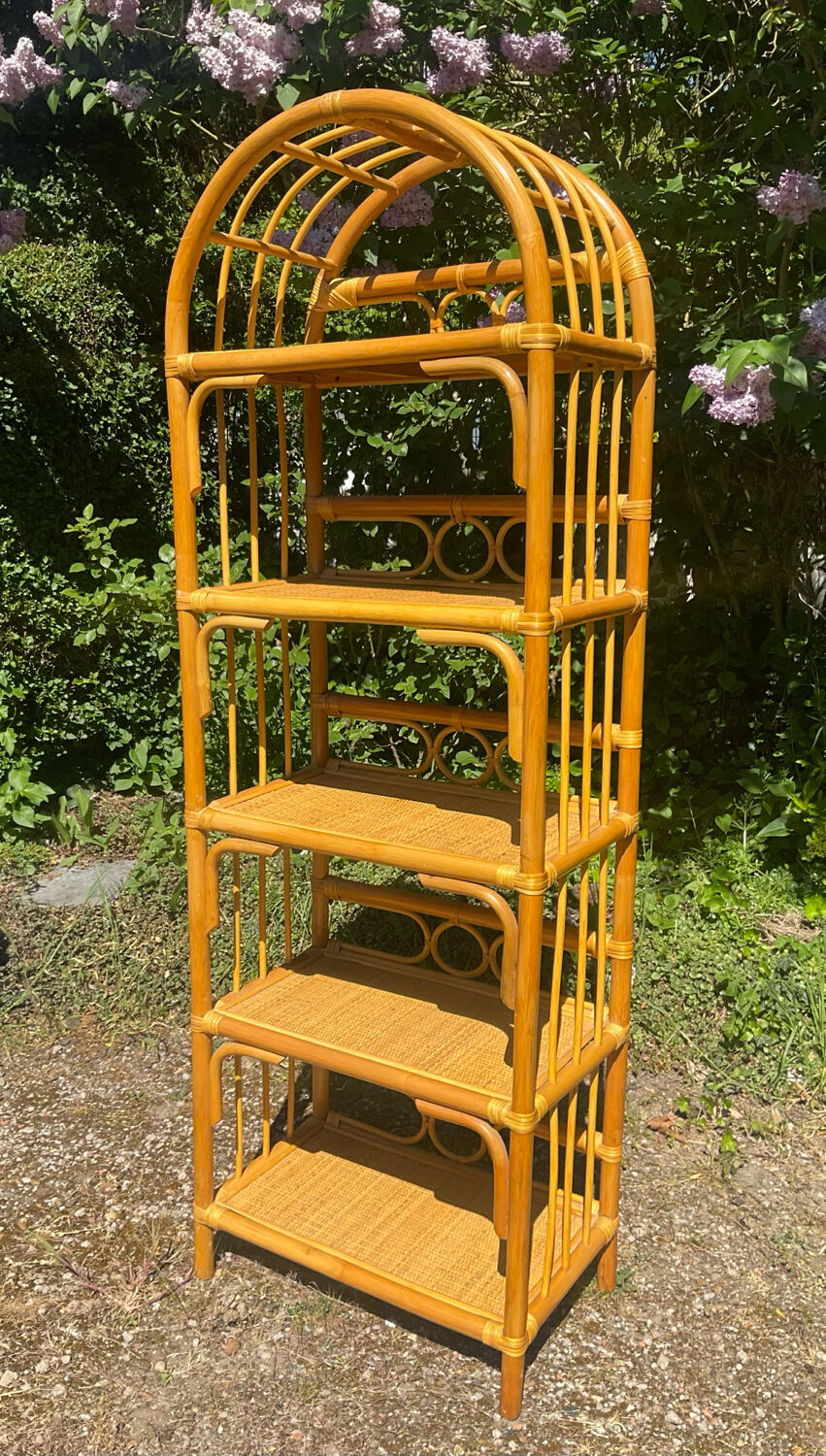1970s rattan shelf