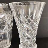 Set of three crystal and glass vases