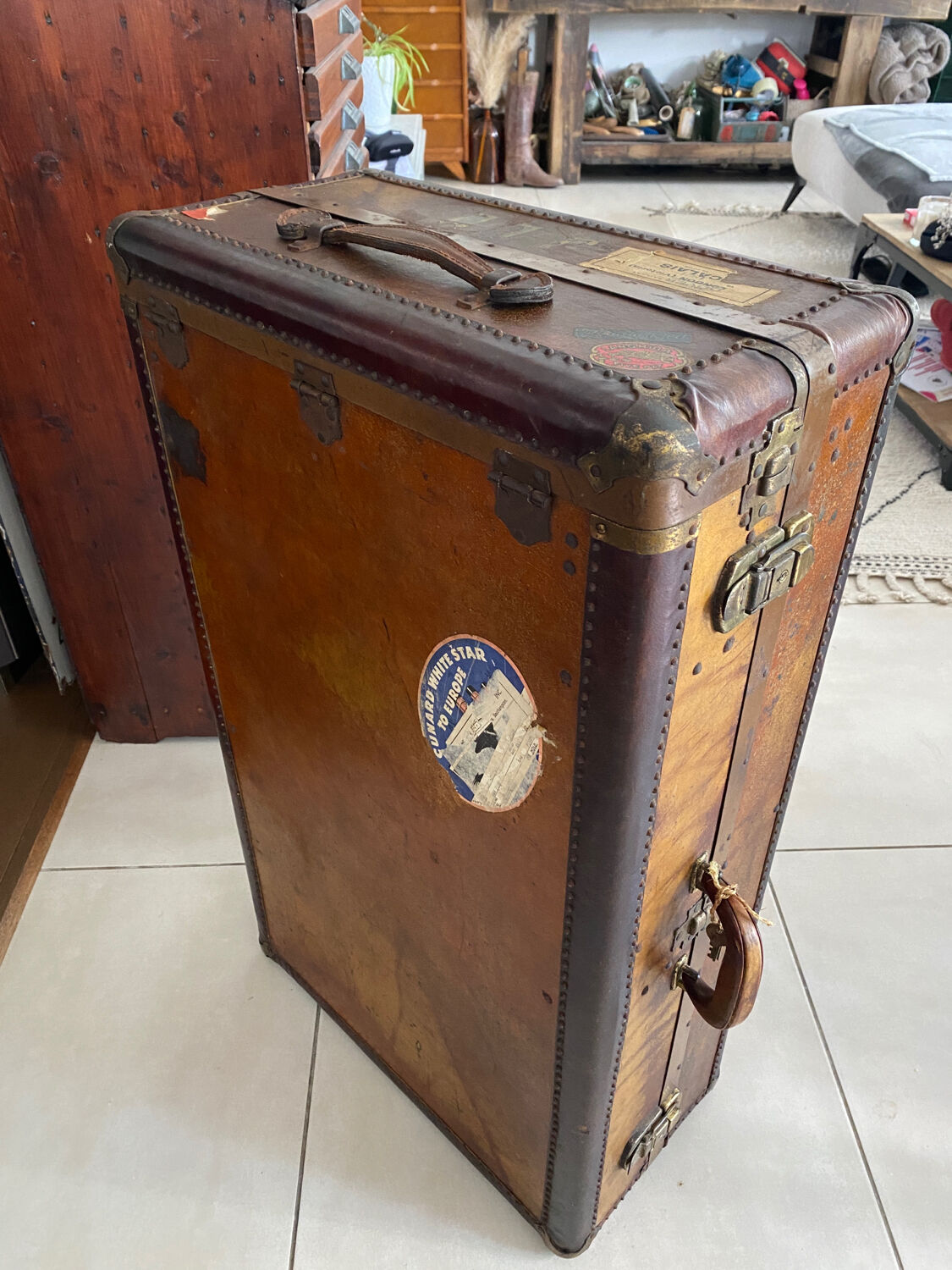 Old vintage cabin trunk