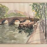 Old watercolor, the Pont Marie Paris