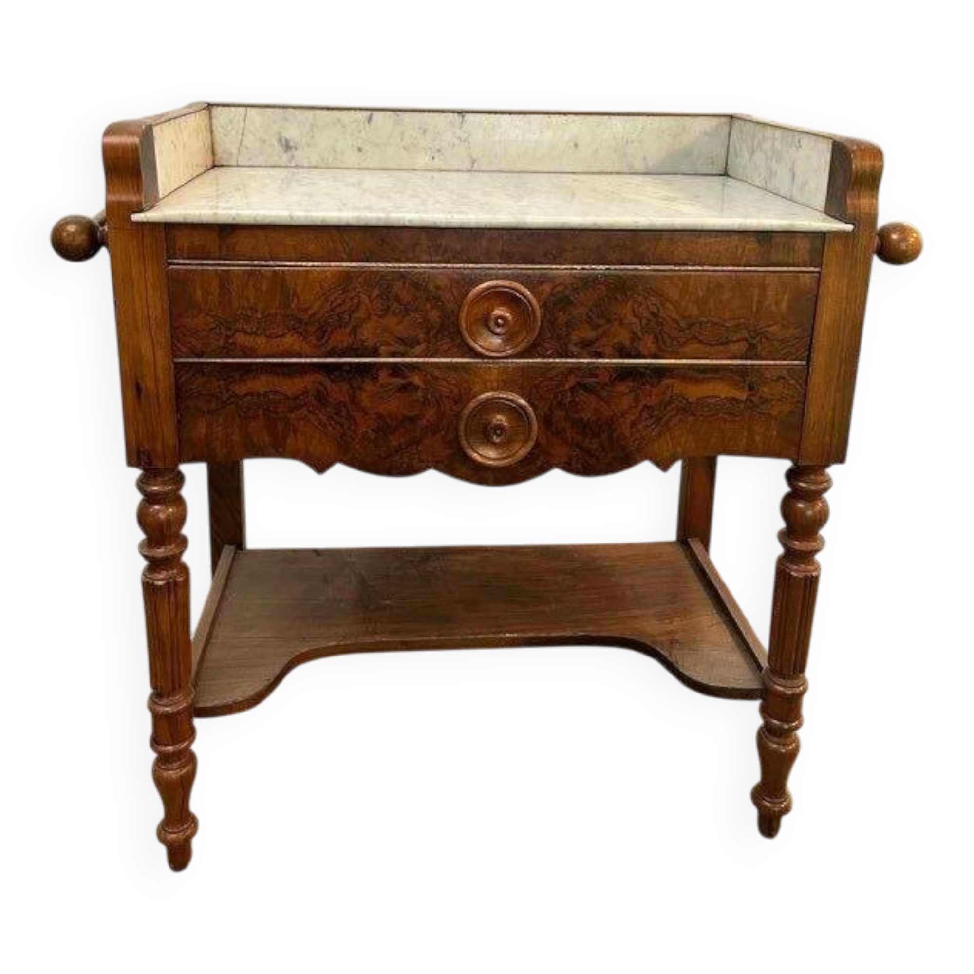 Beautiful antique furniture in marble and wood.