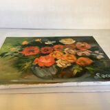 Painting bouquet of flowers oil on canvas signed