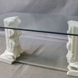 Glass top table with Greek column base