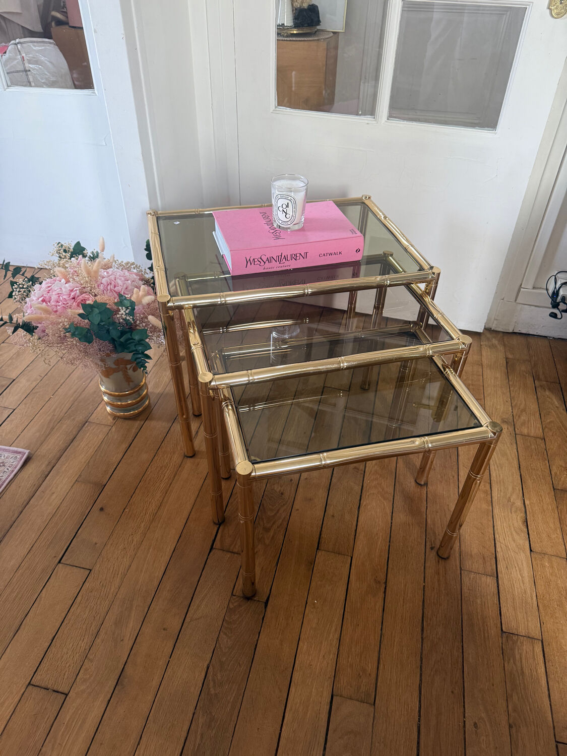 3 nesting bamboo tables