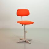 Ahrend De Cirkel Industrial Desk Chair with Orange Fabric Upholstery 1950s