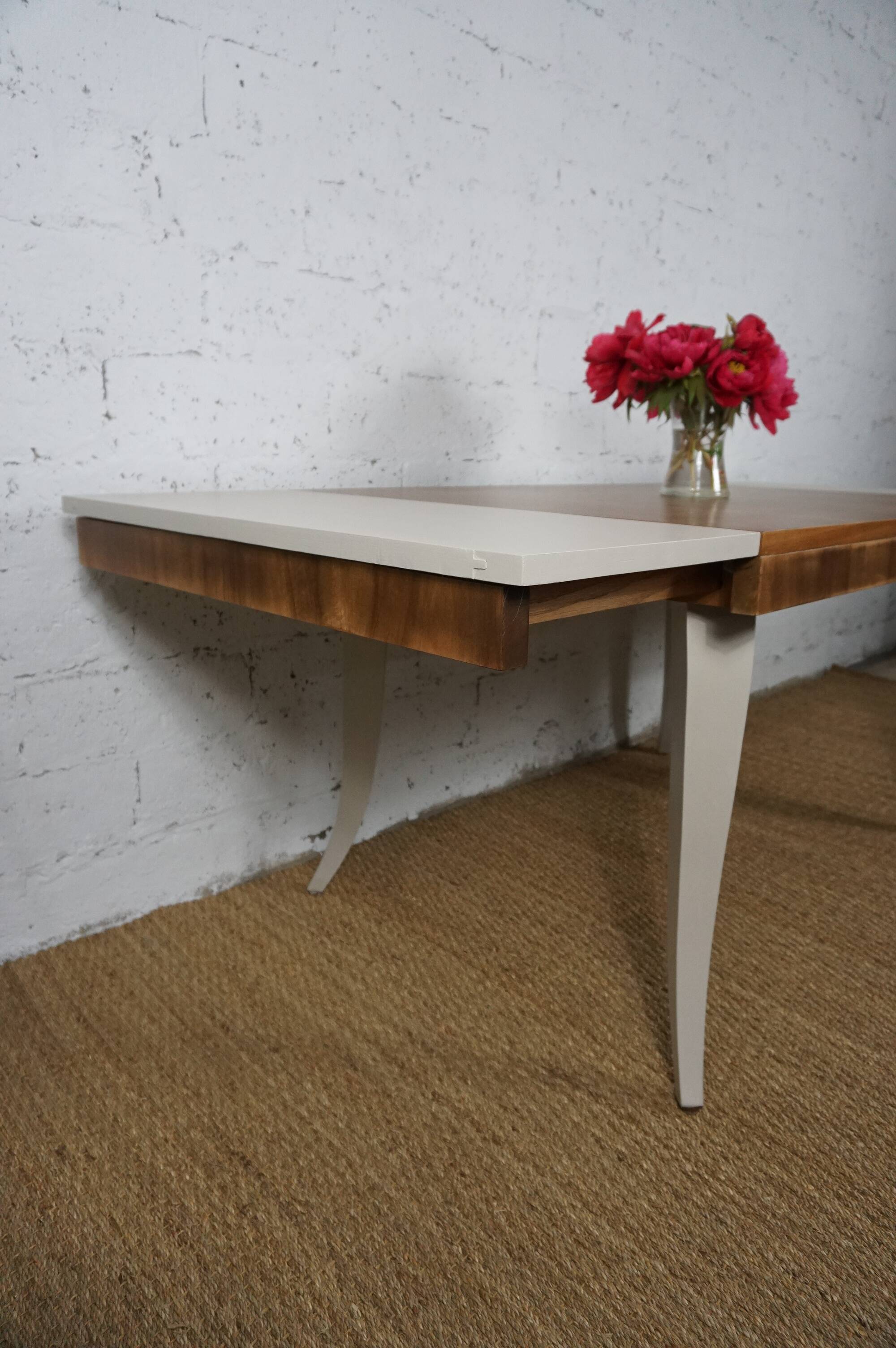 Dining table with art deco extensions revamped curved legs