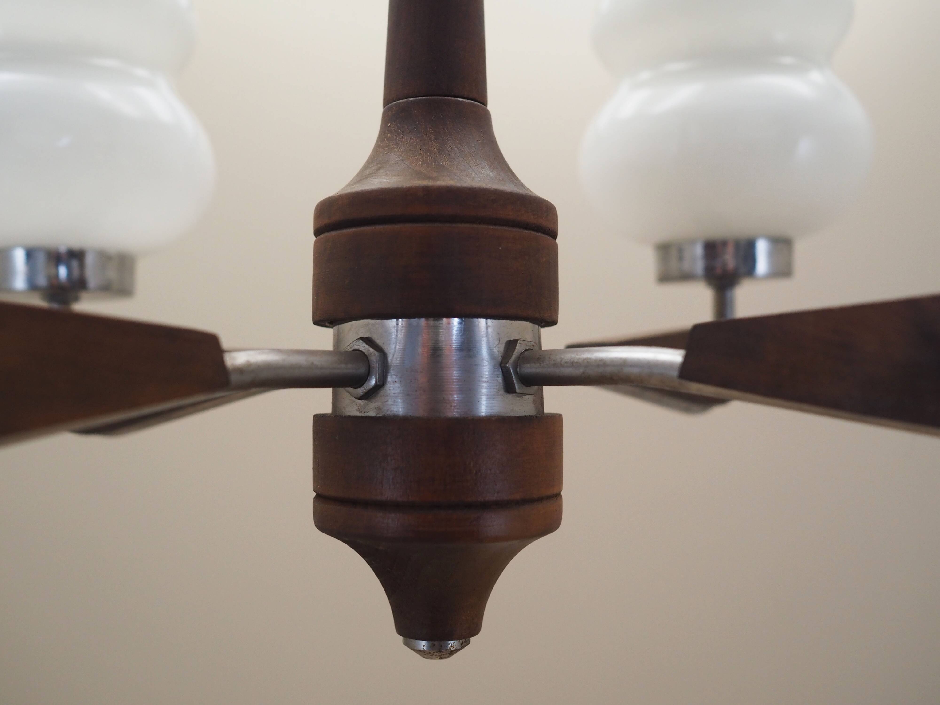 Wooden chandelier, Danish design, 1970s, production: Denmark