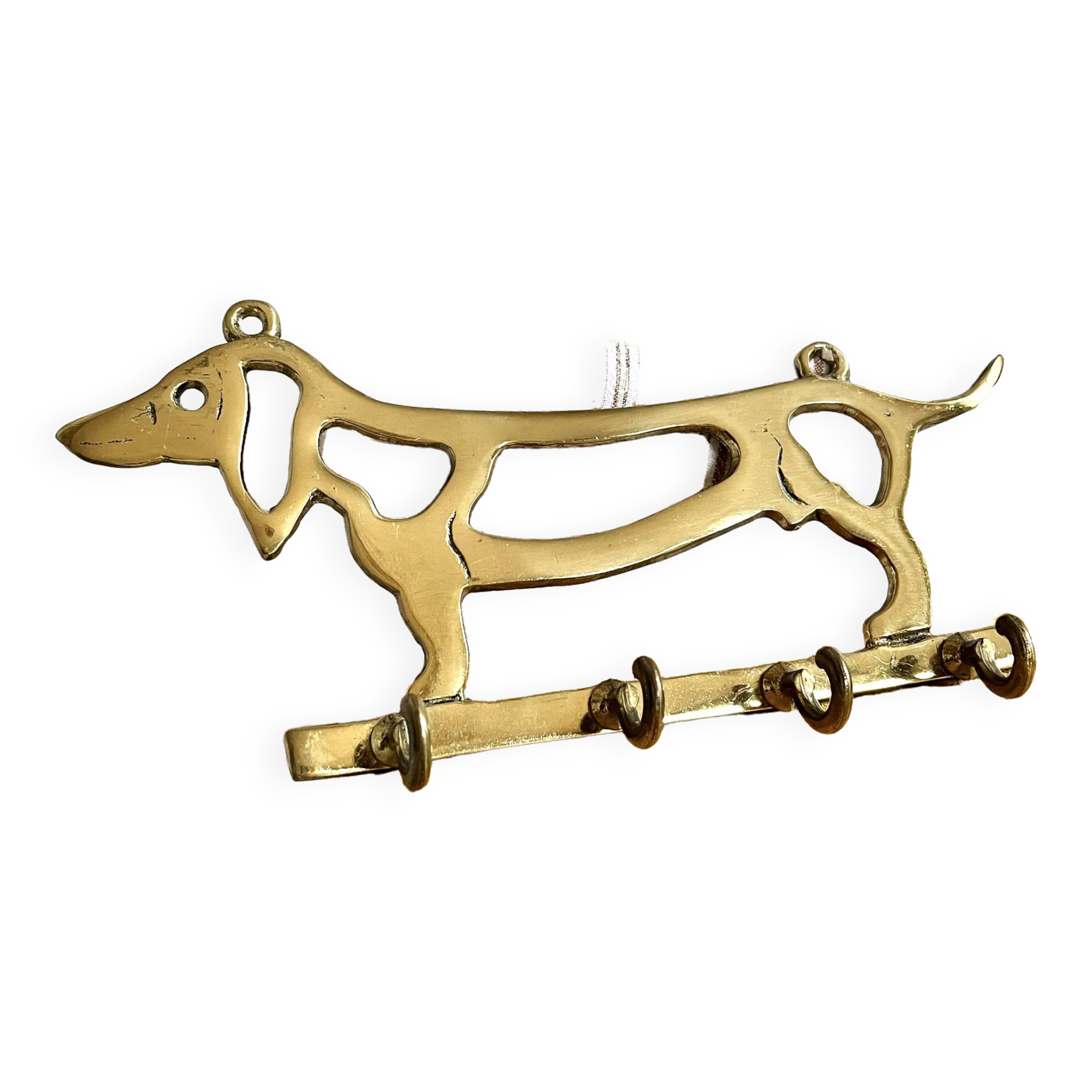 Patère anglaise en laiton chien