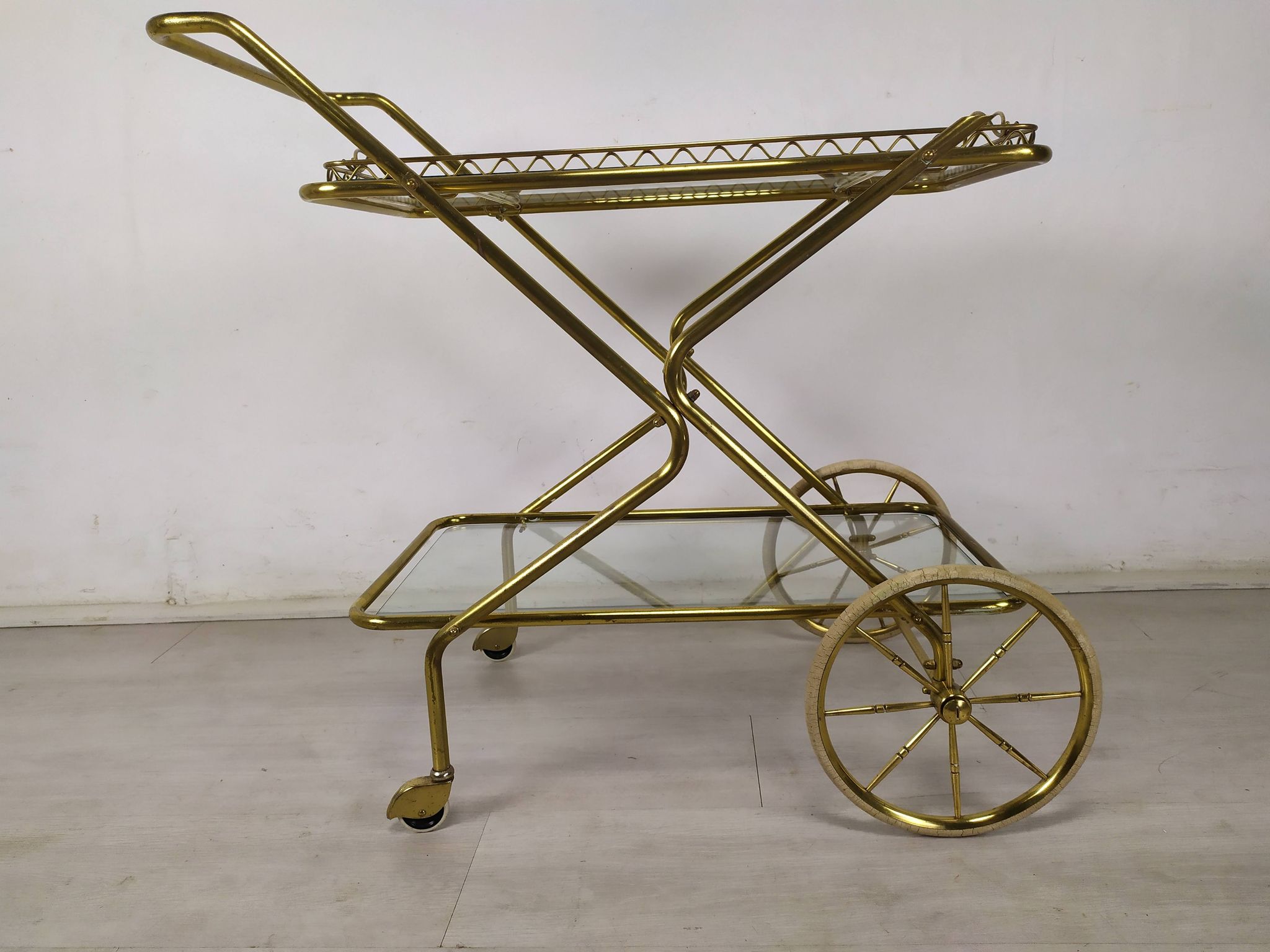 Vintage golden brass rolling service