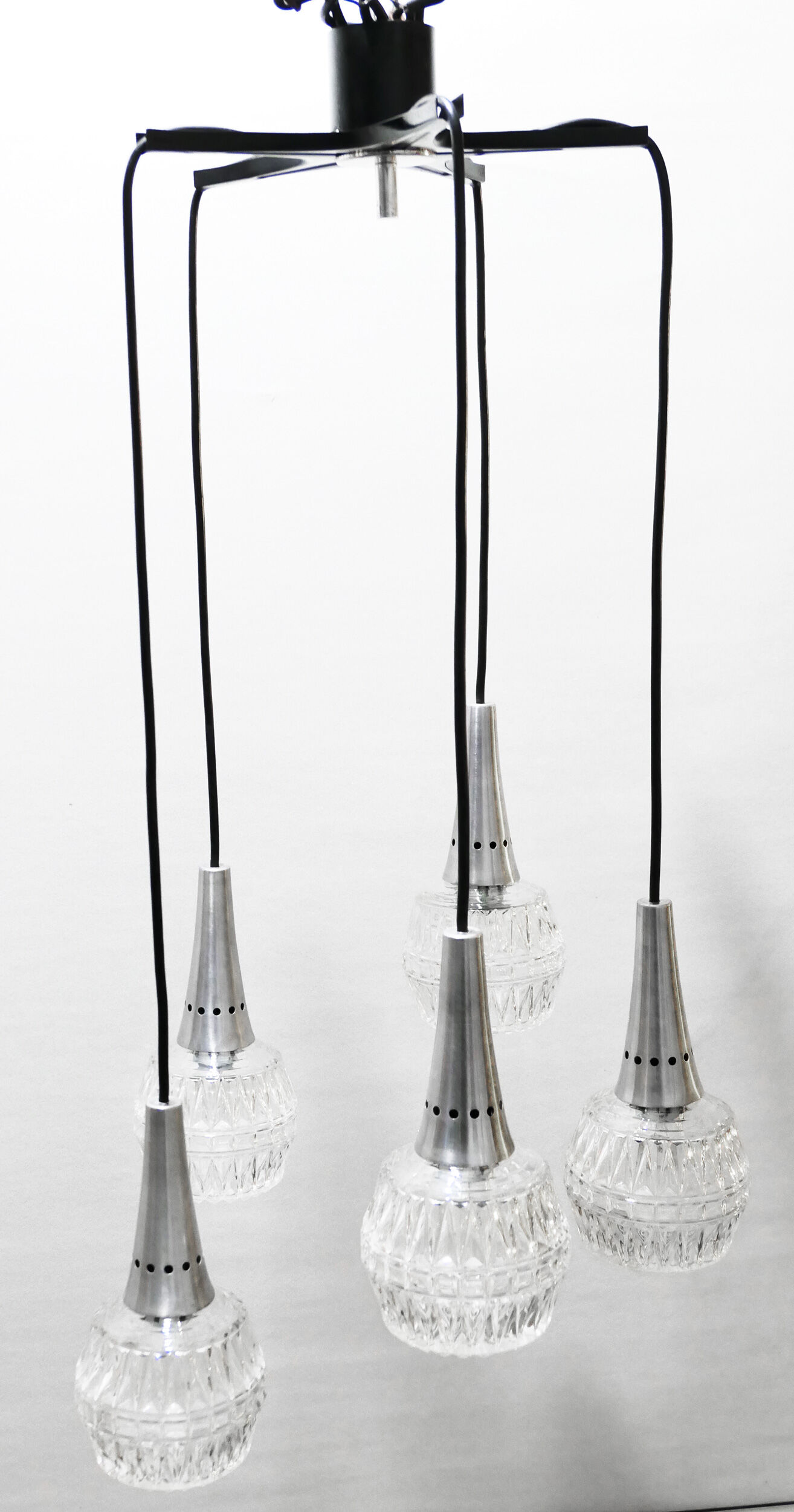 Chandelier suspension waterfall 5 globes Philips 1960-70
