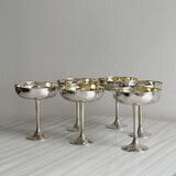 6 shiny metal footed bowls