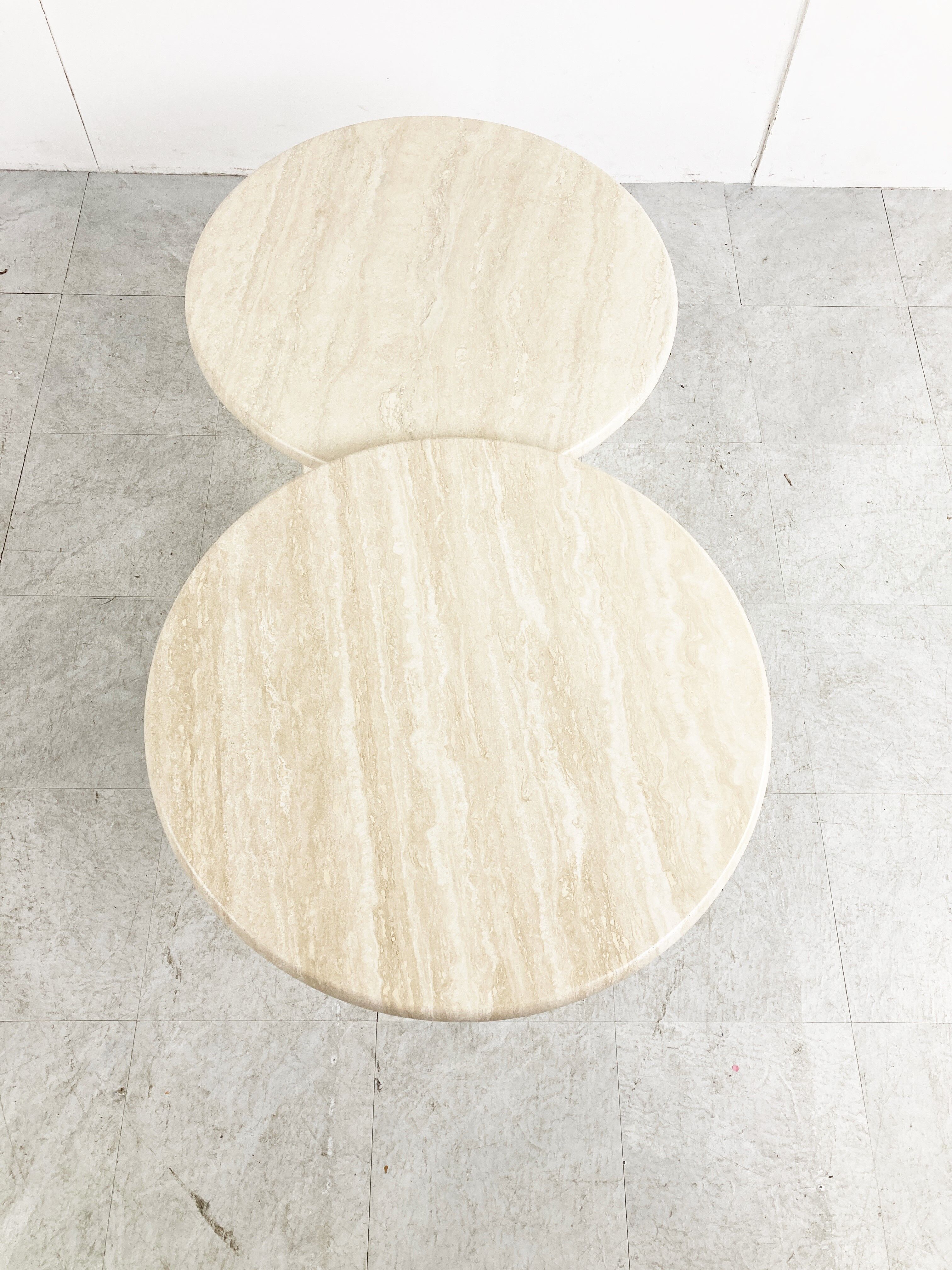 Table basse en travertin à deux niveaux, années 1970