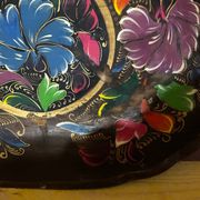 Mid-century hand-painted floral decorative tray / catchall 49 cm / 33 cm