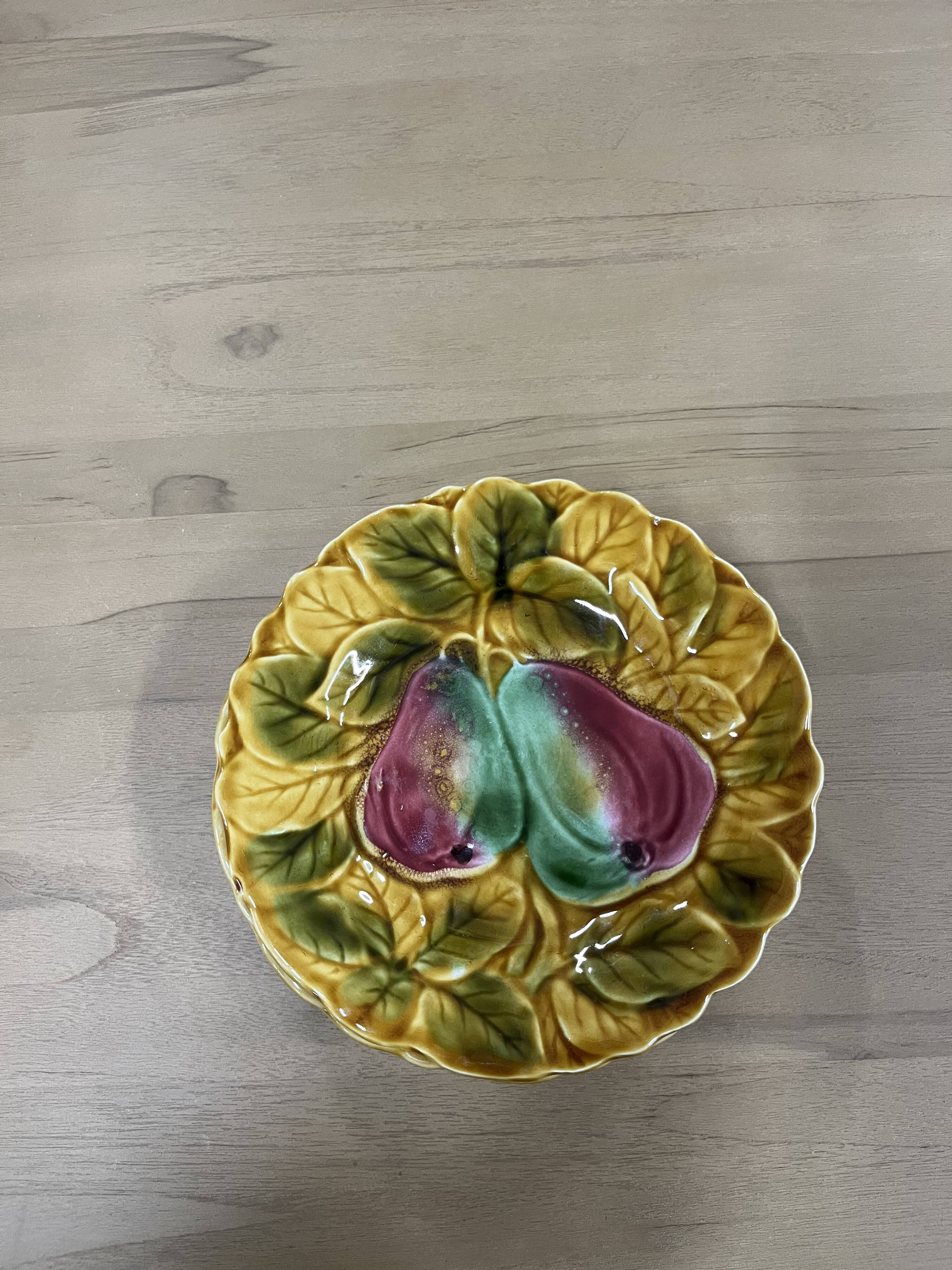 Set of 06 old sarreguemines barbotine plates