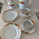 Teapot or coffee maker assembly with saucers and plates, milk jar and sugar bowl Longchamp