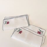 6 serviettes brodées main, 28 cm
