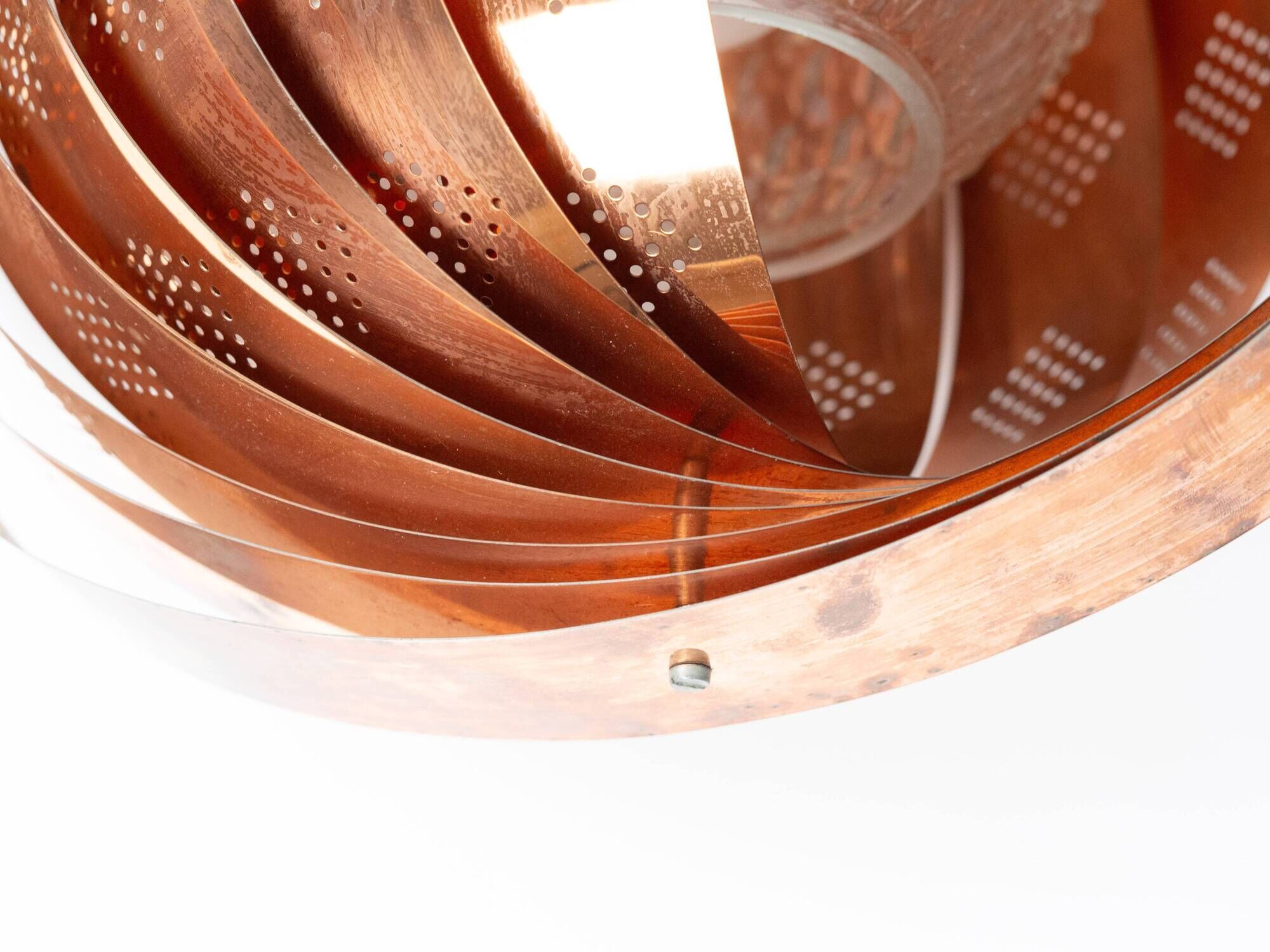 Vintage Moon Pendant Lamp by Werner Schou, Copper Scandinavian Design, Mid
