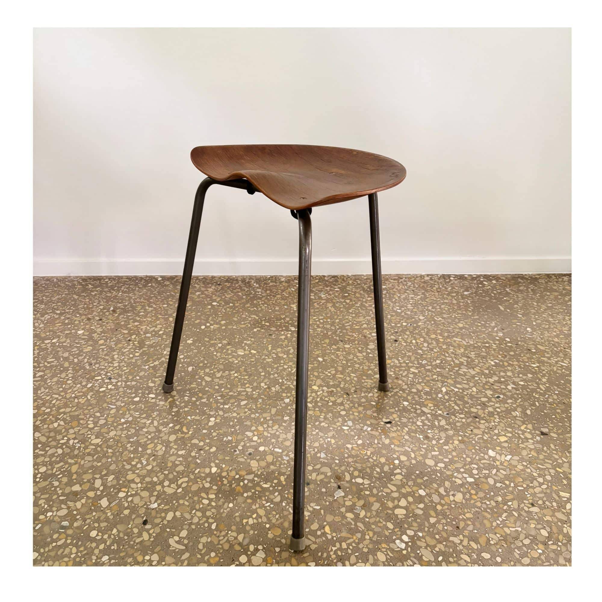 Rare tripod stool by Astor Glibstrup for Frederikssund Mobelfabrik, Denmark, 1950s