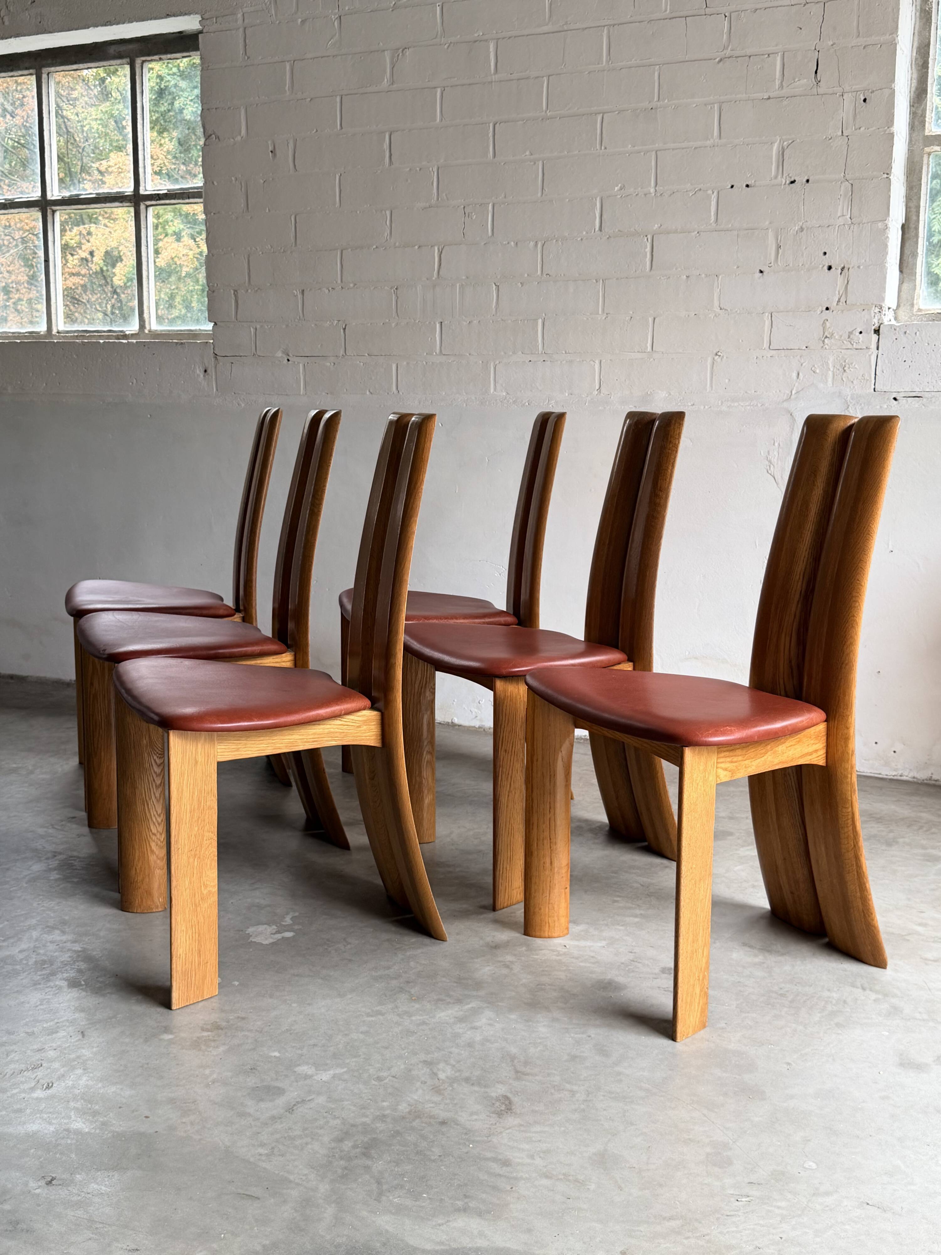 6 chaises à manger 'Orchid', Dries Van den Berghe, VDB -Pauvers, Belgique, 1985