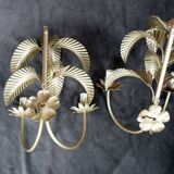 Paire d'Appliques Murales XXe Palmier exotique  hollywood regency sable