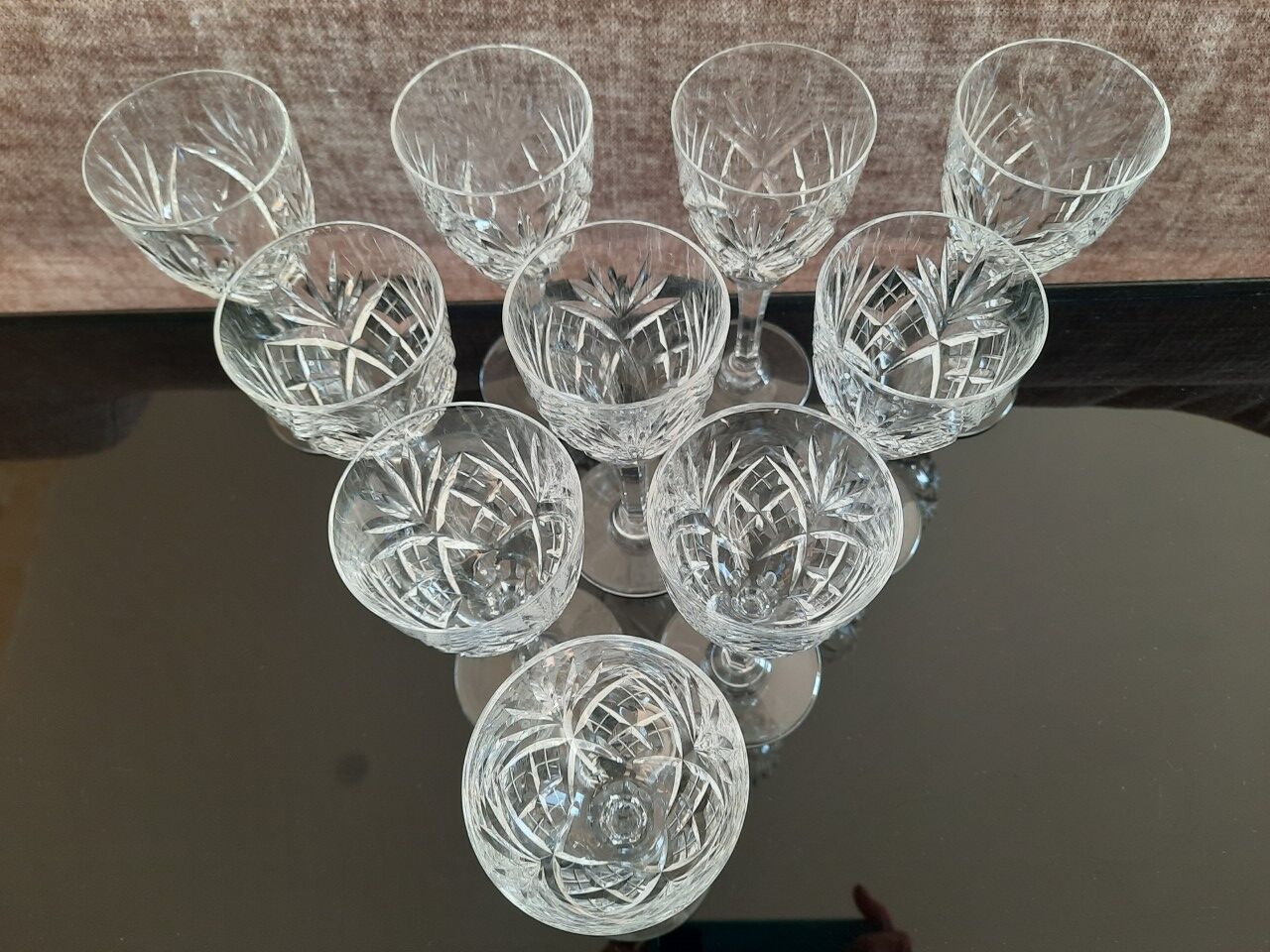 Set of 10 antique crystal glasses