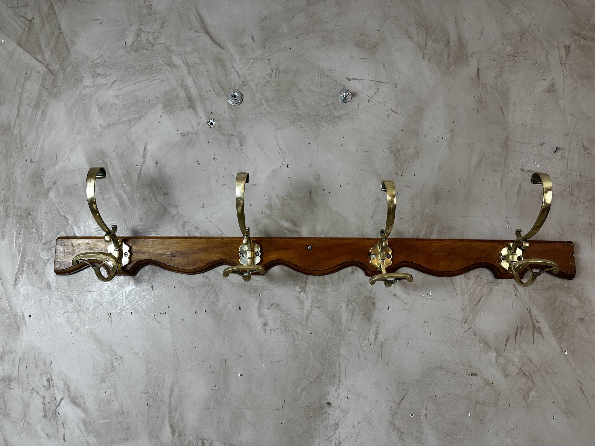 Wood and brass coat hook