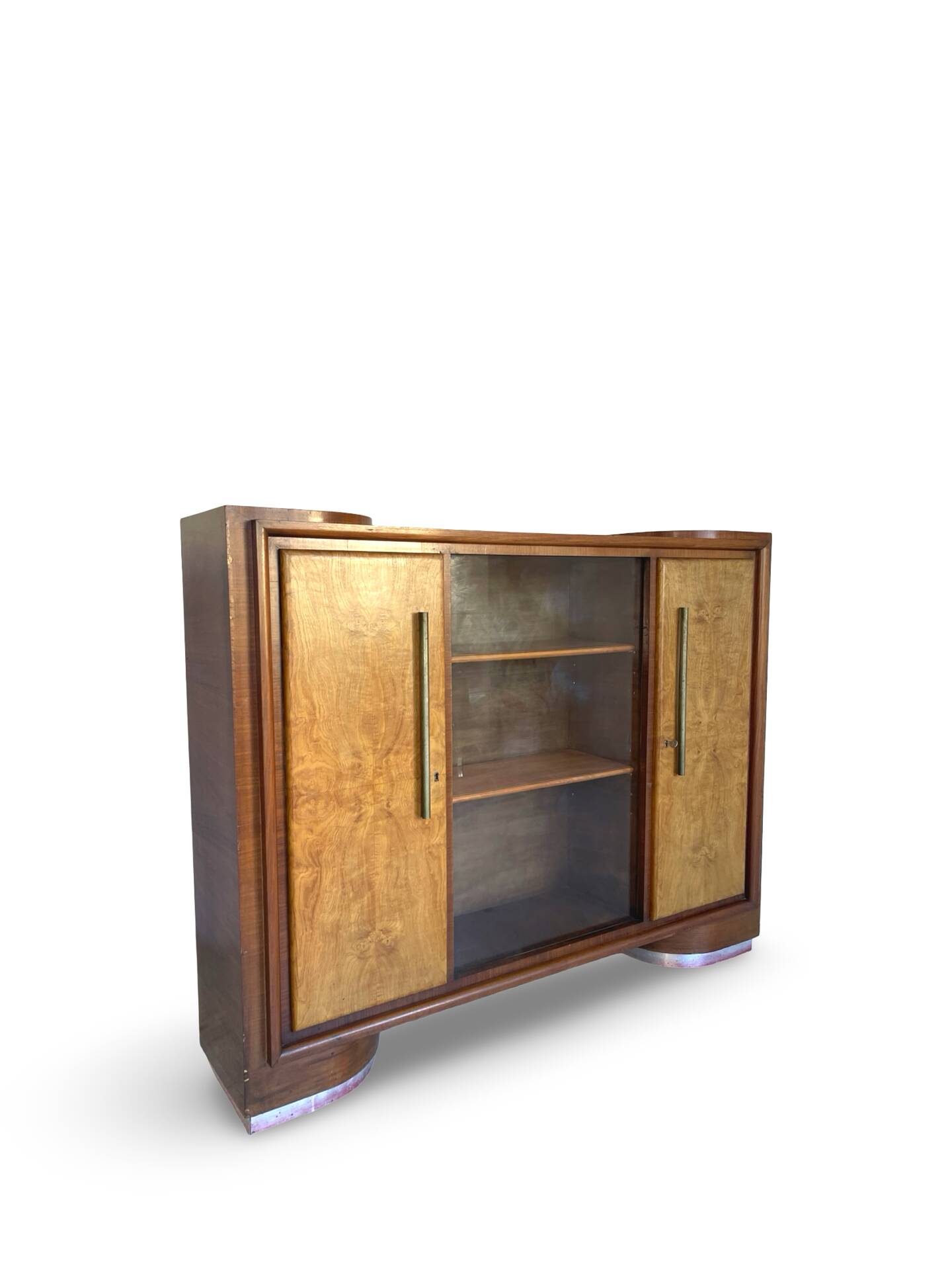 Striking Art Deco birch wood sideboard