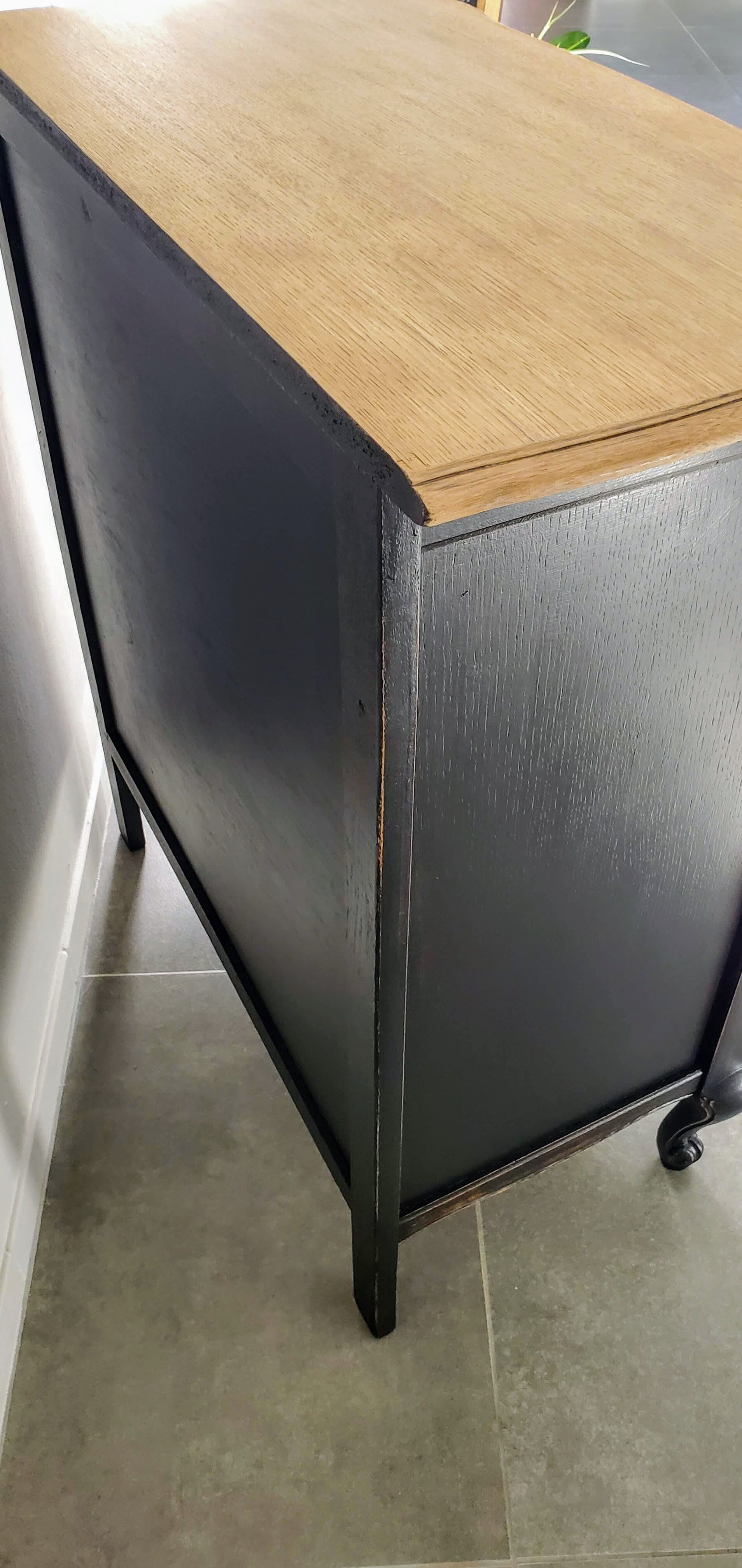 Old buffet of charm black patina and wood