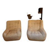 2 fauteuils/ chauffeuses vintage années 70 en laine