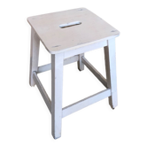 Vintage white wood milking stool