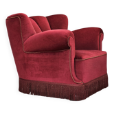 1960s, Danish relax armchair, original condition, red furniture velour.